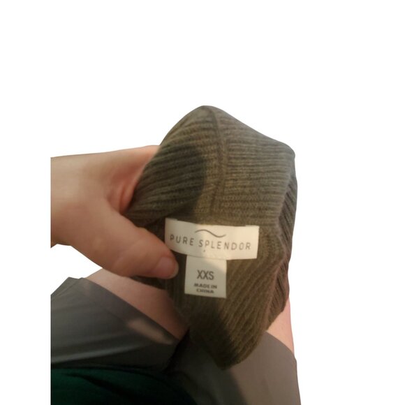 Pure Splendor cardigan sweater womens XXS green ribbed 100% cashmere long line - Picture 3 of 4